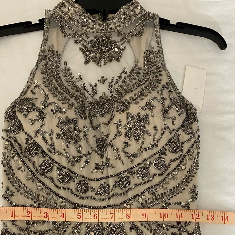 NWT Aidan Mattox Embellished Evening Dress Size 2 (Color Gun Metal) - Picture 16 of 16